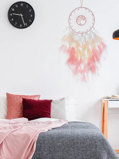 Handwoven Pink Feather Dream Catcher